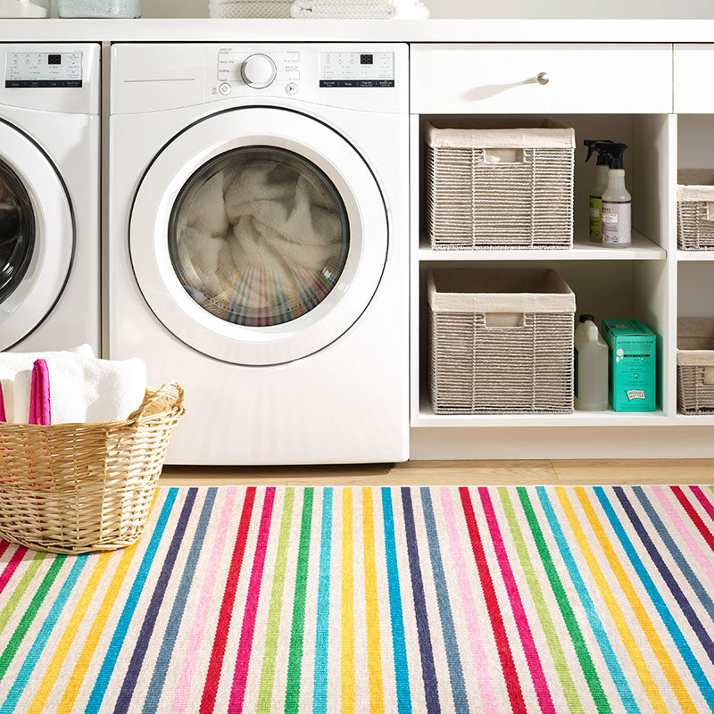 Rainbow Stripe Washable Rug