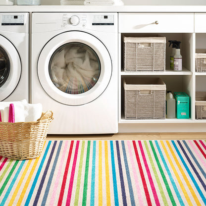 Rainbow Stripe Washable Rug