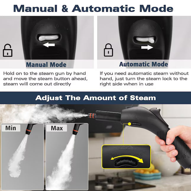 Handheld Steam Cleaner 21 Piece Set with 248 F High Temperature for Grout Floor Upholstery Car Interior and Pet Beds