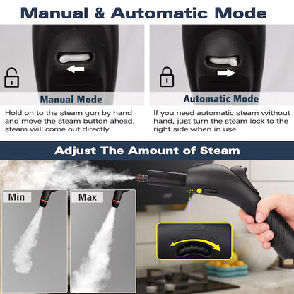 Handheld Steam Cleaner 21 Piece Set with 248 F High Temperature for Grout Floor Upholstery Car Interior and Pet Beds