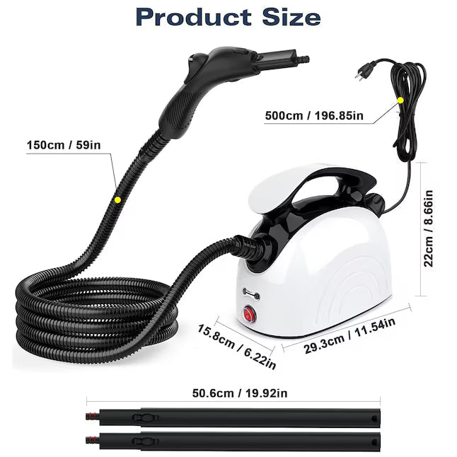 Handheld Steam Cleaner 21 Piece Set with 248 F High Temperature for Grout Floor Upholstery Car Interior and Pet Beds