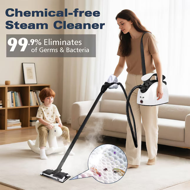 Handheld Steam Cleaner 21 Piece Set with 248 F High Temperature for Grout Floor Upholstery Car Interior and Pet Beds