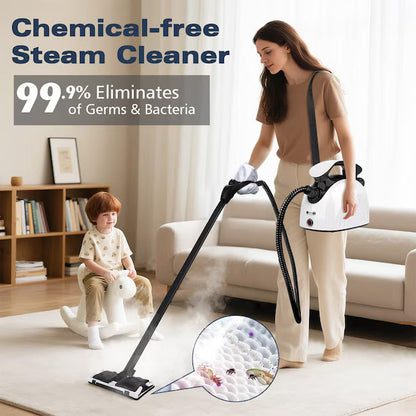 Handheld Steam Cleaner 21 Piece Set with 248 F High Temperature for Grout Floor Upholstery Car Interior and Pet Beds