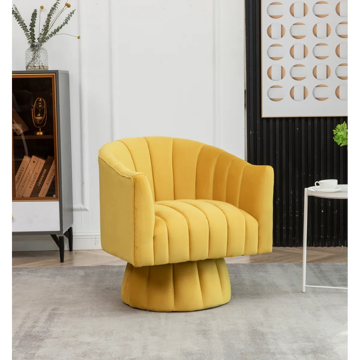 Murrow Upholstered Swivel Barrel Chair