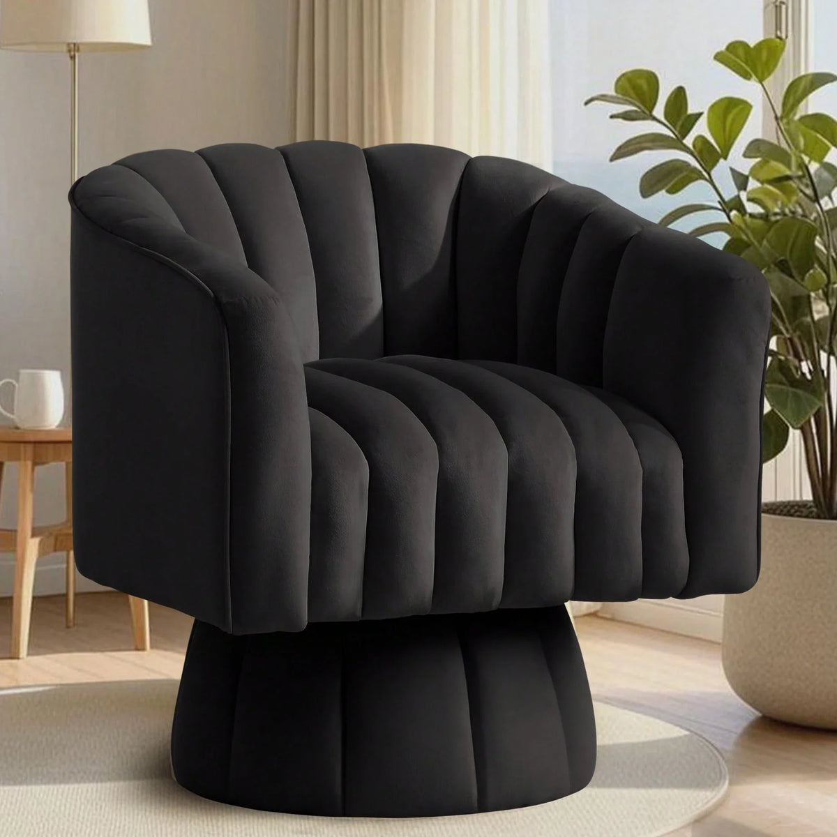 Murrow Upholstered Swivel Barrel Chair