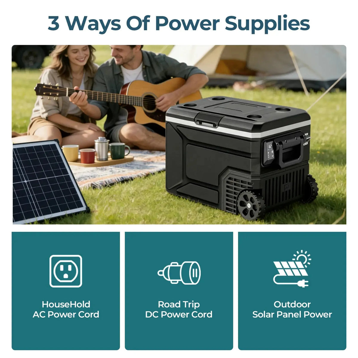 ❄️42/53/68QT Portable Refrigerator Freezer, 12V/24V DC Dual Voltage & Dual Power Supply, -4°F to 68°F Adjustable Temp, Digital Display
