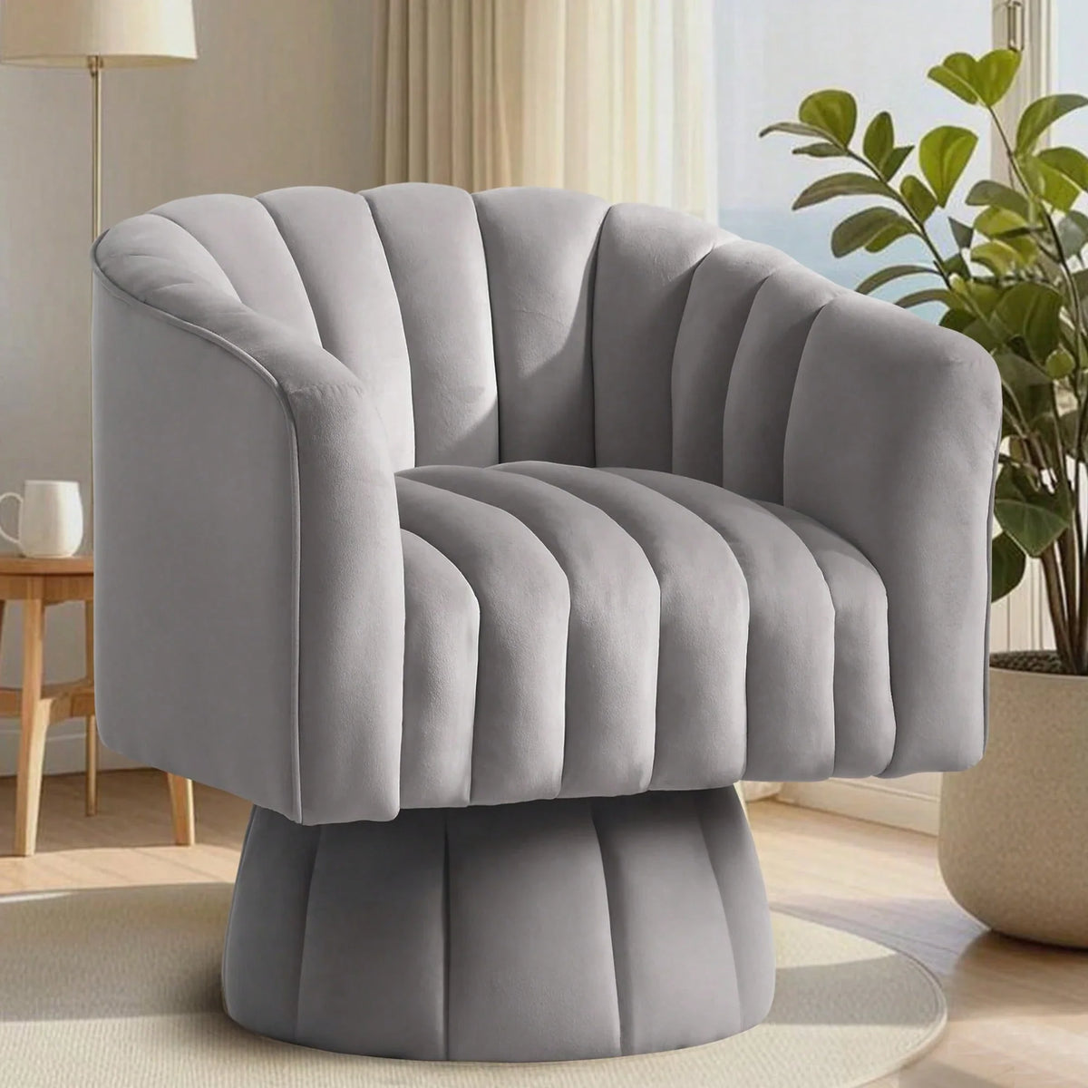 Murrow Upholstered Swivel Barrel Chair