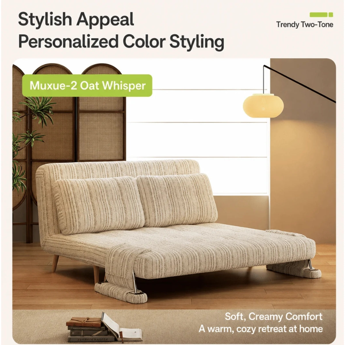 Masca Foldable Sofa Bed with Adjustable Recline & Removable Armrests