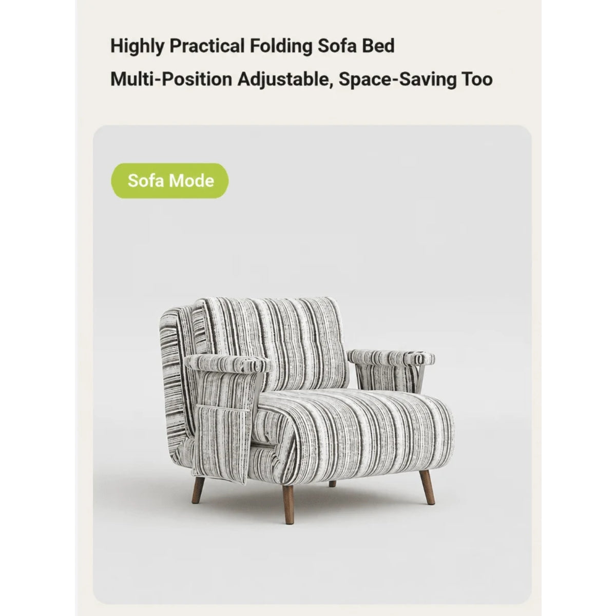 Masca Foldable Sofa Bed with Adjustable Recline & Removable Armrests