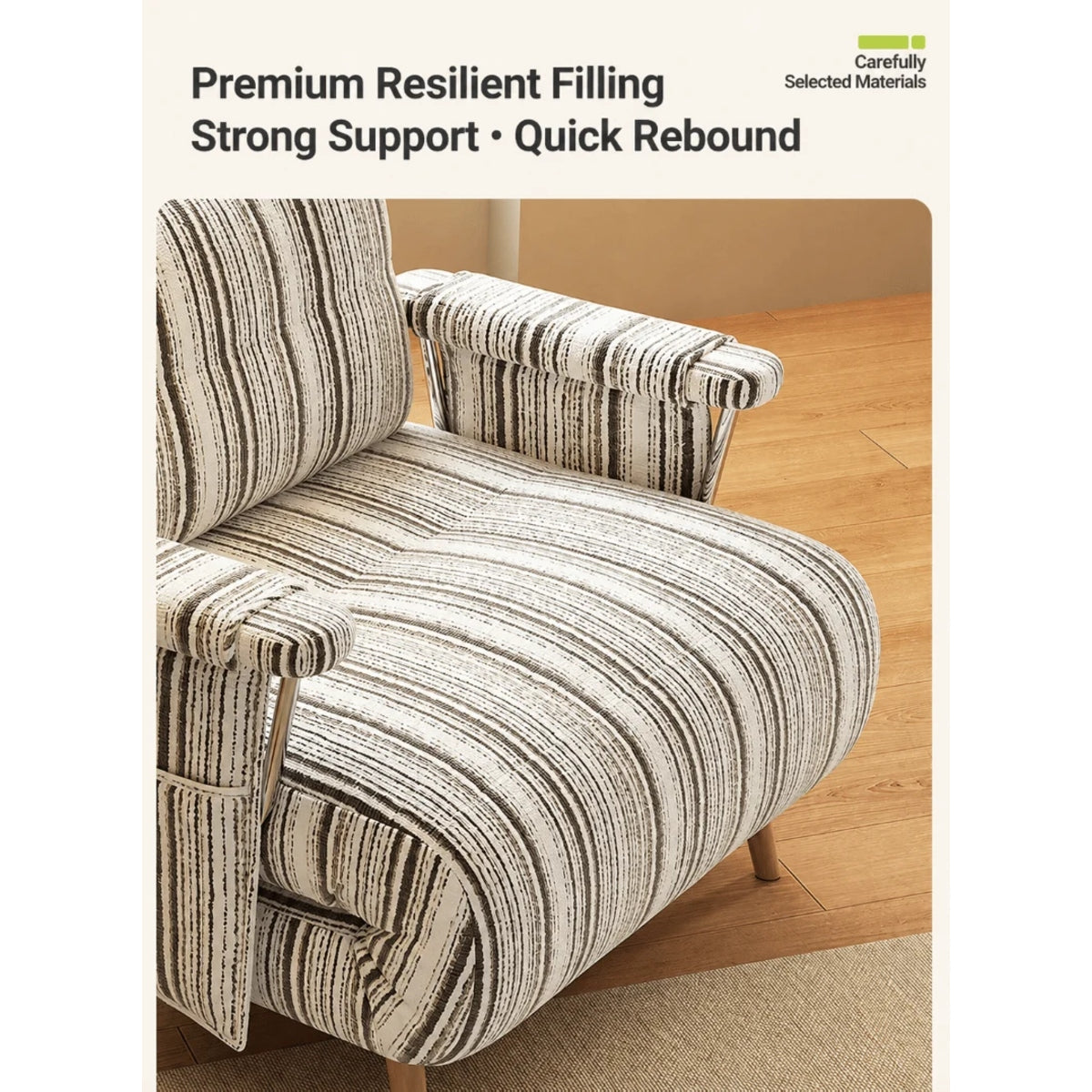 Masca Foldable Sofa Bed with Adjustable Recline & Removable Armrests