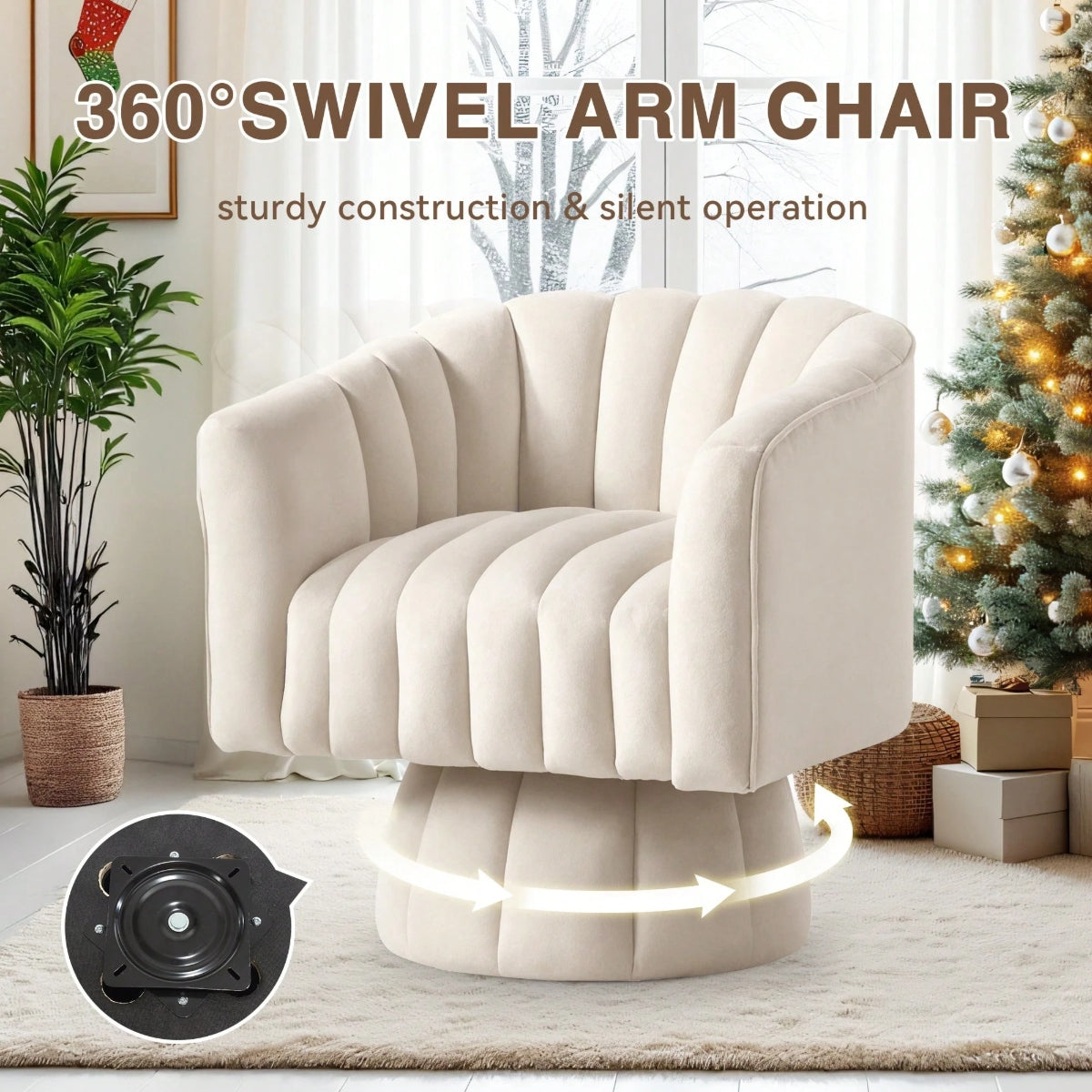 Murrow Upholstered Swivel Barrel Chair