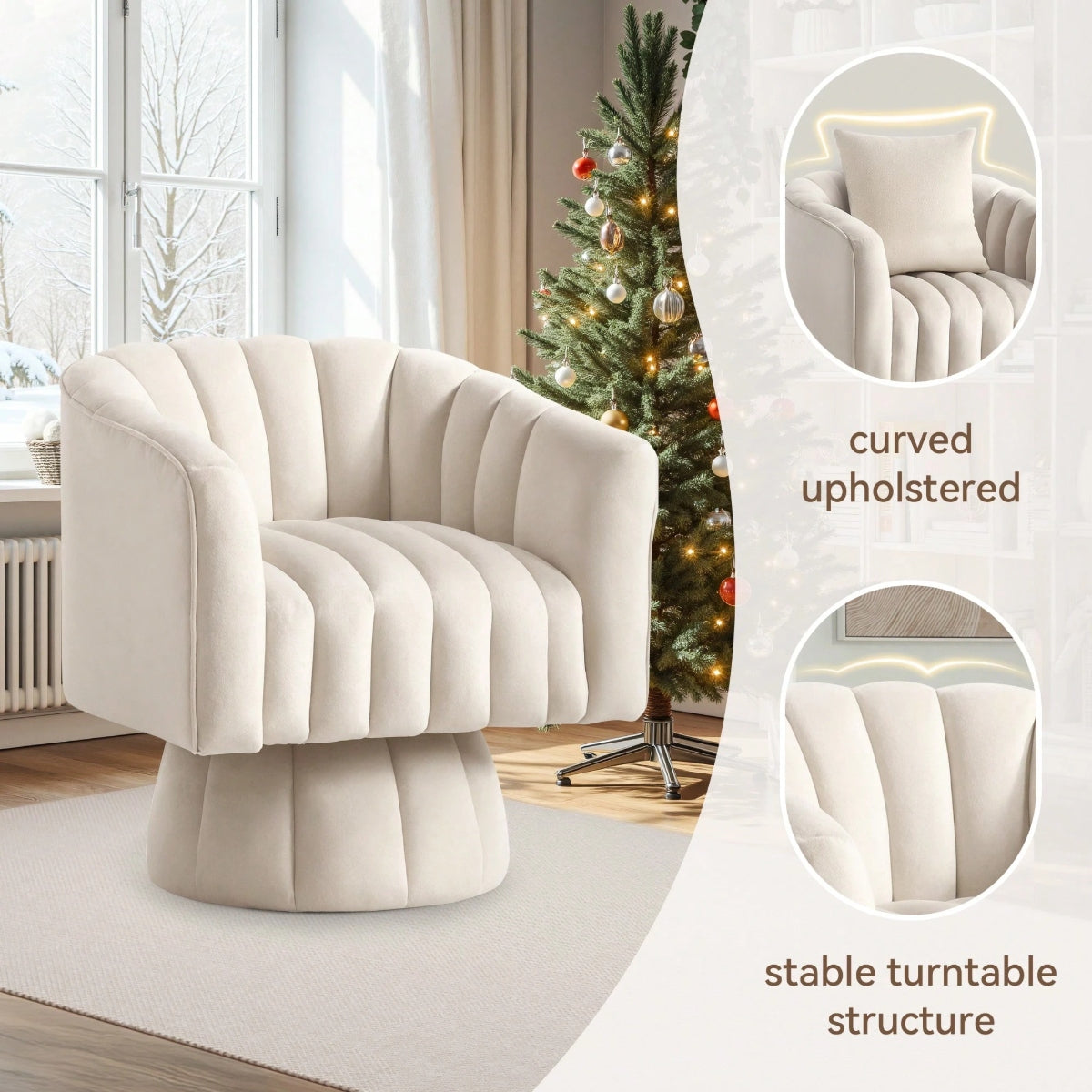 Murrow Upholstered Swivel Barrel Chair