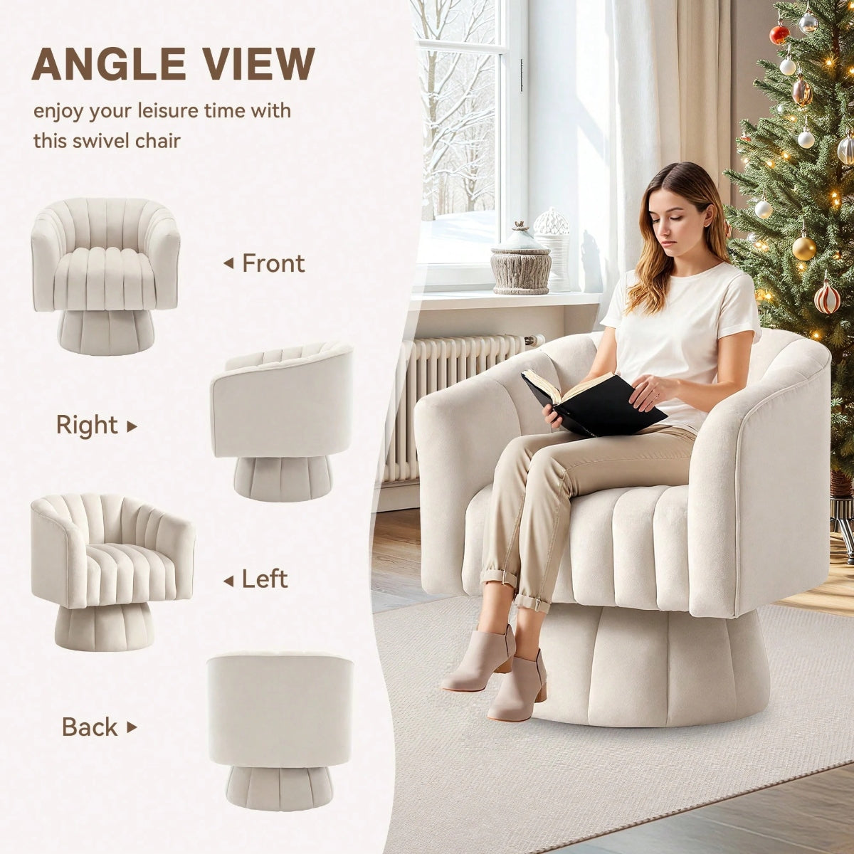 Murrow Upholstered Swivel Barrel Chair