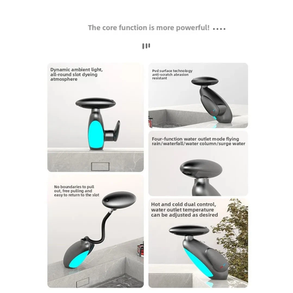 Smart LED Bathroom Faucet – 4 Water Modes, 360° Pull-Out Head